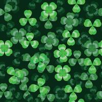 Green pattern clover trefoil leaf seamless border vector shamrock template for St. Patrick's day. Texture clover three and four leaves good luck. On black background