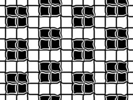 BLACK AND WHITE CHECKERED SEAMLESS BACKGROUND WITH DISTORTED CELLS IN A VECTOR