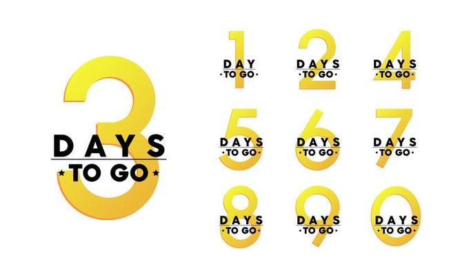 Orange days to go numbers. Stickers and banners timer pack.