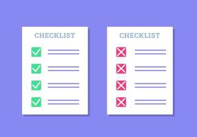 Checklist document. Task done and task undone. vector