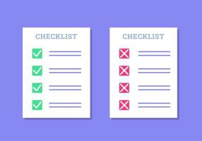 documento de lista de verificación. tarea hecha y tarea deshecha. vector