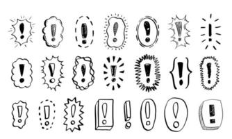 Hand drawing exclamation mark pack in several styles. vector