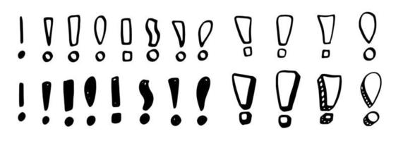 Hand drawing exclamation mark pack in several styles.Web vector