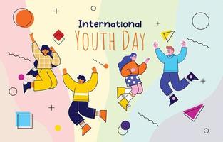 Cheerful International Youth Day Memphis Flat Concept vector