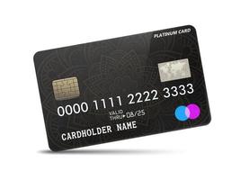 tarjeta de crédito de platino brillante detallada con decoración de luz de neón ondulada, aislada sobre fondo blanco. ilustración vectorial vector