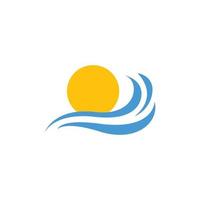 vector de plantilla de diseño de icono de logotipo de playa al atardecer