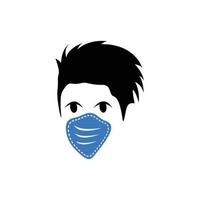 man with face mask icon vector