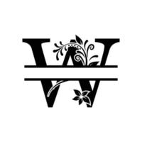 Initial W Decorative Monogram Split Letter Vector