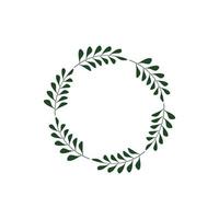 leaf circle border graphic design template vector