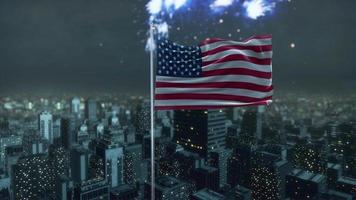 fundo da bandeira tremulando no mastro. dia da independência da américa. versão 3 video