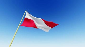 bandera de gráficos en movimiento en el cielo azul. bandera de polonia