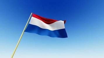 Motion Graphics Flag In Blue Sky. Netherlands Flag video