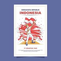 cartel del día de la independencia de indonesia vector