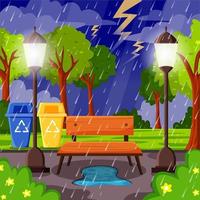 Green Park on a Rainy Weather Season vector