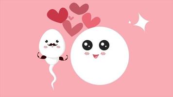 cute sperm and egg character. healthy sperm concept video