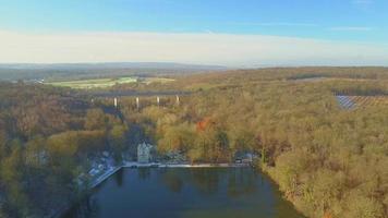 Aerial view of the Etangs de Commelles in Hauts de France video