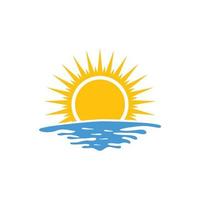 vector de plantilla de diseño de icono de logotipo de playa de amanecer