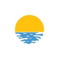 sunset beach logo icon design template vector