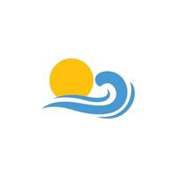 sunset beach logo icon design template vector