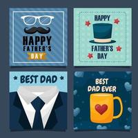 conjunto de tarjetas de felicitación del día del padre feliz vector