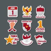 Indonesia Celebrating Pancasila Day Sticker Set vector