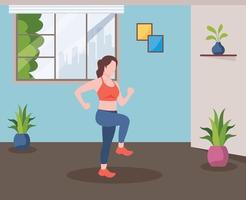 A flat illustration of exercise, girl with exercise pose vector