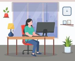 An employee desk flat illustration design vector