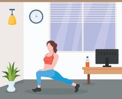 A flat illustration of exercise, girl with exercise pose vector