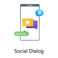 Love messaging app, social dialogue conceptual icon in flat gradient style vector