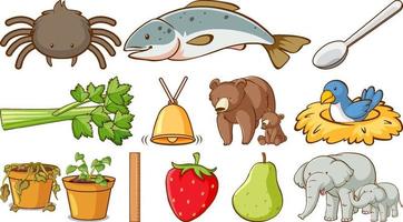 animales lindos y otras plantas vector