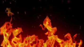 Slow-motion video of fire and flames.A fire pit, burning gas or gasoline burns with fire and flames.Flames and burning sparks close-up,fire patterns.A hellish glow of fire in the dark with copy space.