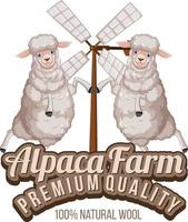 Alpaca farm logo for wool products vector