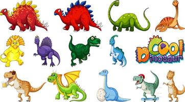 Many dinosaurs on white background vector