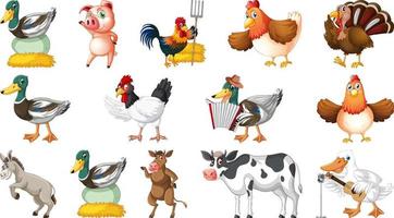 Farm animals on white background vector