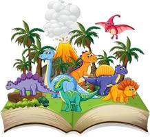 libro de dinosaurio en el bosque vector