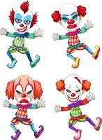 conjunto de personaje de dibujos animados de payaso vector