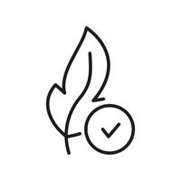 Feather Hypoallergenic Concept Line Icon. Soft Sensitive Skin Linear Sign. Hypoallergenic Tested Cosmetic Product Outline Symbol. Feather Check Logo. Editable Stroke. Isolated Vector Illustration.