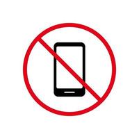 no hay icono de prohibición de silueta negra de smartphone. pictograma prohibido de teléfono móvil. no use el símbolo de parada roja del teléfono móvil. señal de teléfono inteligente no permitida. teléfono celular prohibido. ilustración vectorial aislada. vector