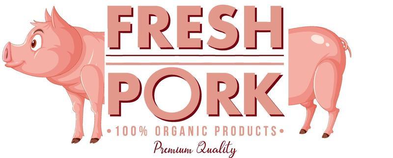 Pig cartoon character logo for pork products