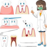 conjunto de todo tipo de dientes sobre fondo blanco vector