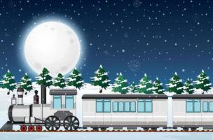 Outdoor scene with a steam locomotive train vector