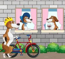 escena al aire libre con beagles de dibujos animados