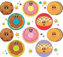 fondo transparente con donuts y galletas vector