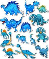 conjunto de pegatinas de diferentes dibujos animados de dinosaurios vector