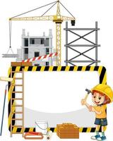 Empty banner with construction objects and elements vector