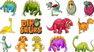 Different dinosaurs and text design vector