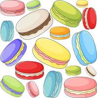 galletas macaron en diferentes colores vector