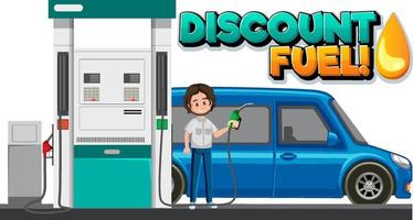 Discount fuel font logo design vector