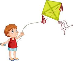 Cartoon boy playing kite vector