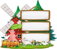 Empty banner template with farm animals vector